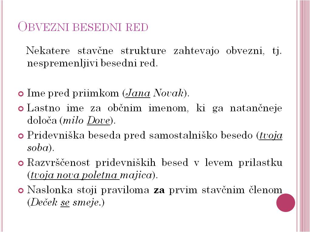 Obvezni besedni red1
