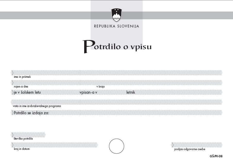 Potrdilo o vpisu
