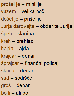 Manj znane besede